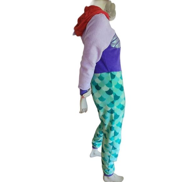 Disney Little Mermaid Fleece Sleepwear 1 Pc Pajamas Women's Size XS Zip Front - Picture 4 of 9